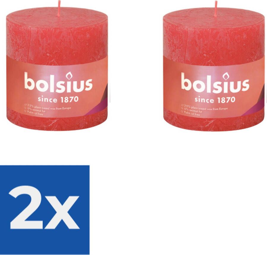 Bolsius Stompkaars Blossom Pink Ø100 mm Hoogte 10 cm Roze 62 branduren Voordeelverpakking 2 stuks