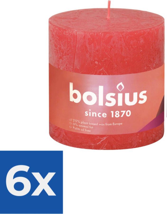 Bolsius Stompkaars Blossom Pink Ø100 mm Hoogte 10 cm Roze 62 branduren Voordeelverpakking 6 stuks