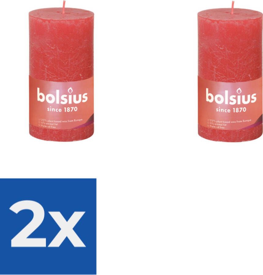 Bolsius Stompkaars Blossom Pink Ø68 mm Hoogte 13 cm Roze 60 branduren Voordeelverpakking 2 stuks