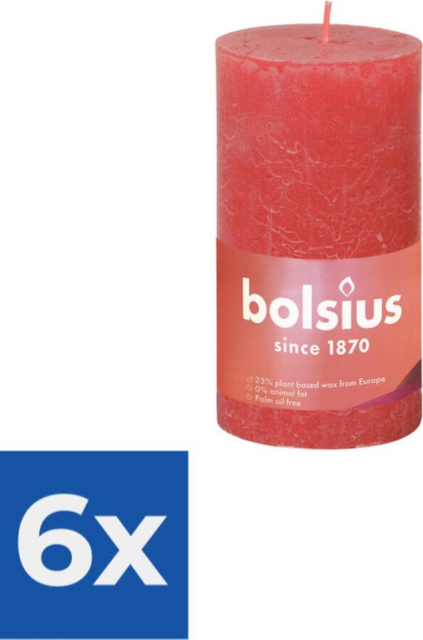 Bolsius Stompkaars Blossom Pink Ø68 mm Hoogte 13 cm Roze 60 branduren Voordeelverpakking 6 stuks