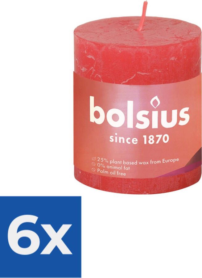 Bolsius Stompkaars Blossom Pink Ø68 mm Hoogte 8 cm Roze 35 Branduren Voordeelverpakking 6 stuks