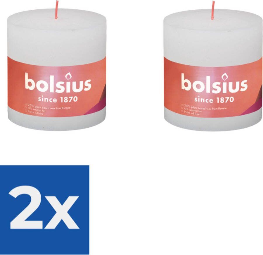 Bolsius Stompkaars Cloudy White Ø100 mm Hoogte 10 cm Wit 62 branduren Voordeelverpakking 2 stuks