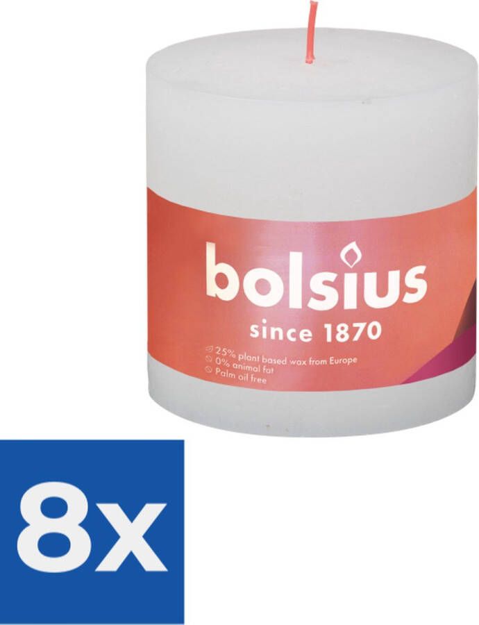 Bolsius Stompkaars Cloudy White Ø100 mm Hoogte 10 cm Wit 62 branduren Voordeelverpakking 8 stuks