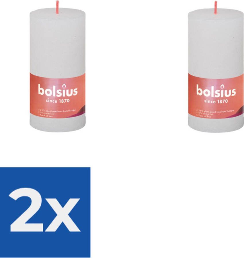Bolsius Stompkaars Cloudy White Ø50 mm Hoogte 10 cm Wit 30 branduren Voordeelverpakking 2 stuks