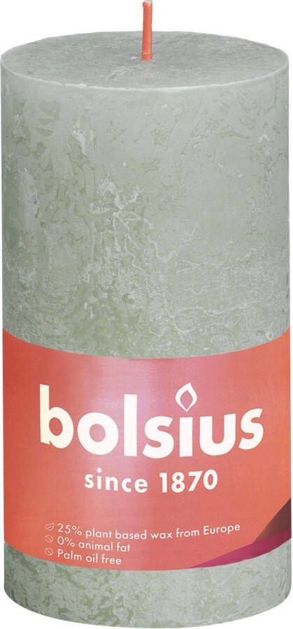 Bolsius Stompkaars Foggy Green Ø68 mm Hoogte 13 cm Lichtgrijs Groen 60 branduren