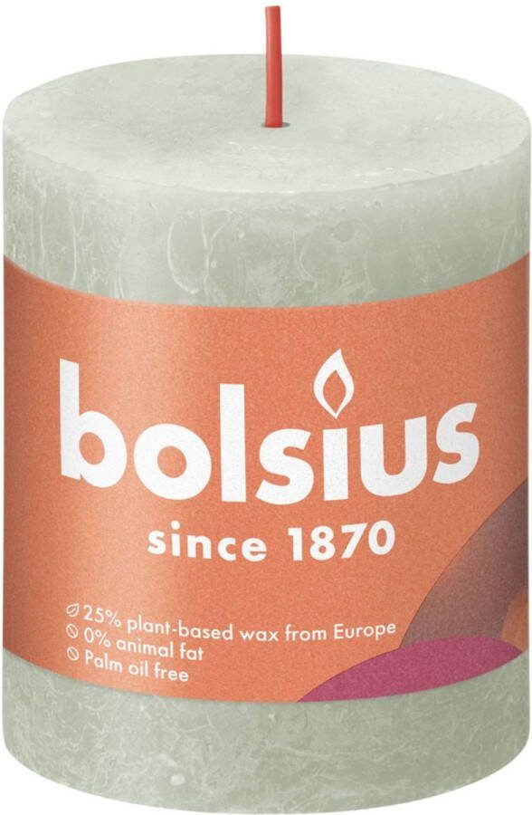 Bolsius Stompkaars Foggy Green Ø68 mm Hoogte 8 cm Lichtgrijs Groen 35 branduren