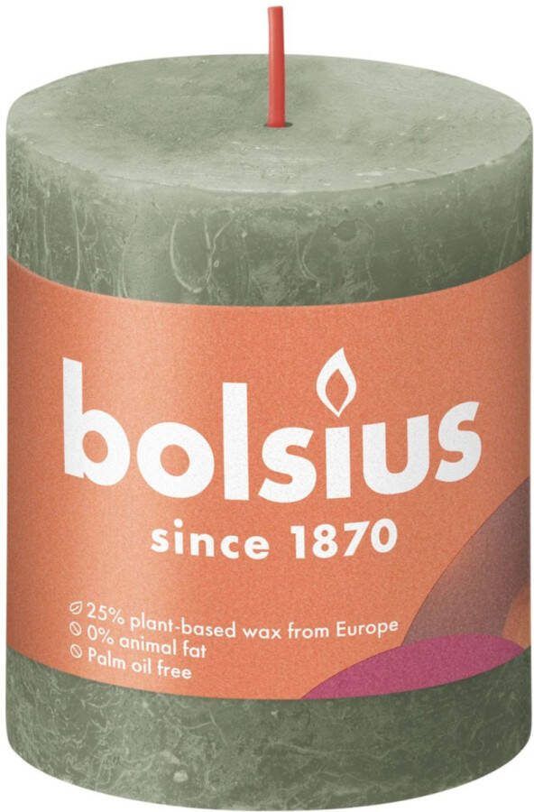 Bolsius Stompkaars Fresh Olive Ø68 mm Hoogte 8 cm Olijfgroen 35 branduren