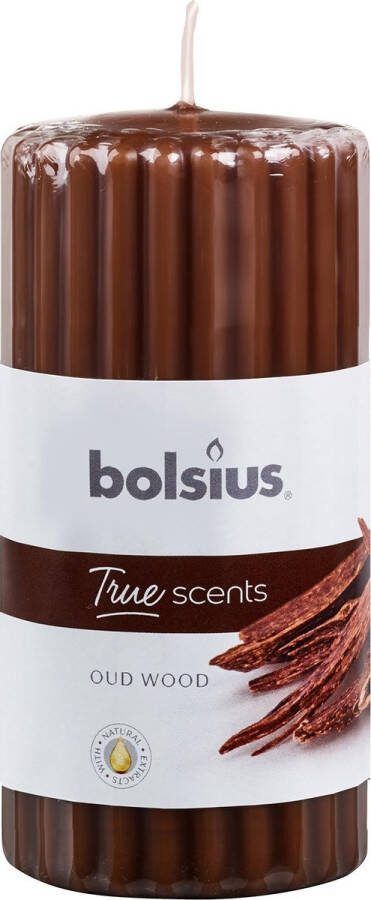 Bolsius geurkaars True Scents Oud Wood 12 cm wax bruin