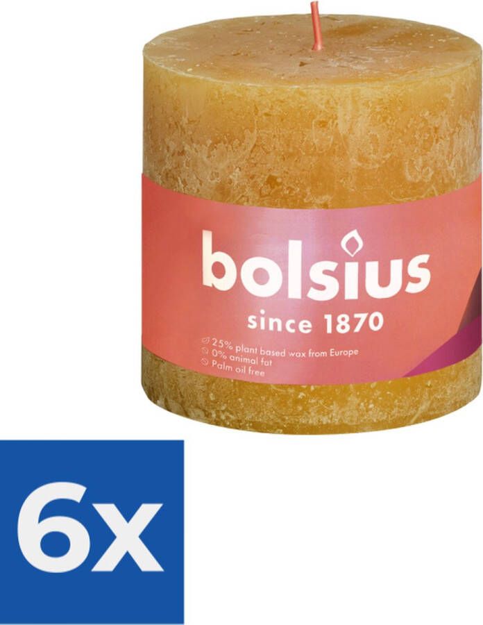Bolsius Stompkaars Honeycomb Yellow Ø100 mm Hoogte 10 cm Geel 62 branduren Voordeelverpakking 6 stuks