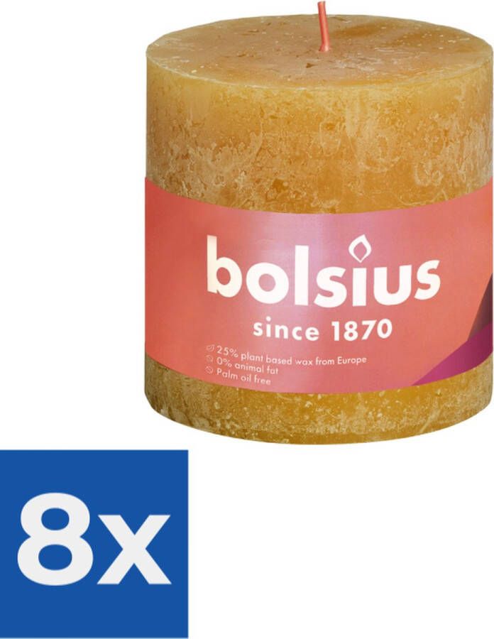 Bolsius Stompkaars Honeycomb Yellow Ø100 mm Hoogte 10 cm Geel 62 branduren Voordeelverpakking 8 stuks