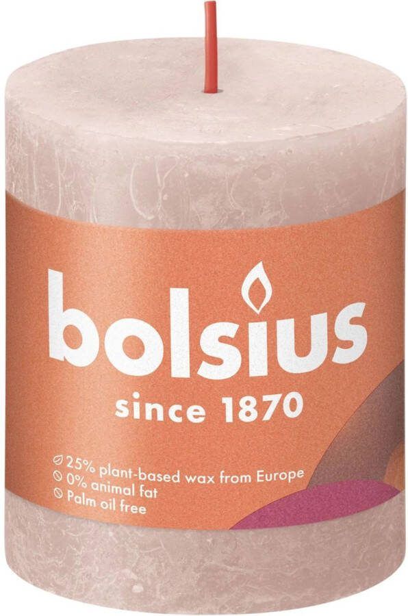 Bolsius Stompkaars Misty Pink Ø68 Mm Hoogte 8 Cm Roze grijs 35 Branduren