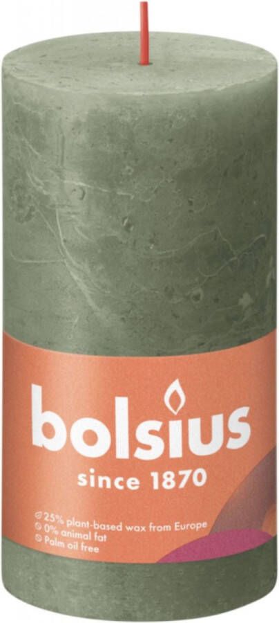 Bolsius Stompkaars Fresh Olive Ø68 mm Hoogte 13 cm Olijfgroen 60 branduren