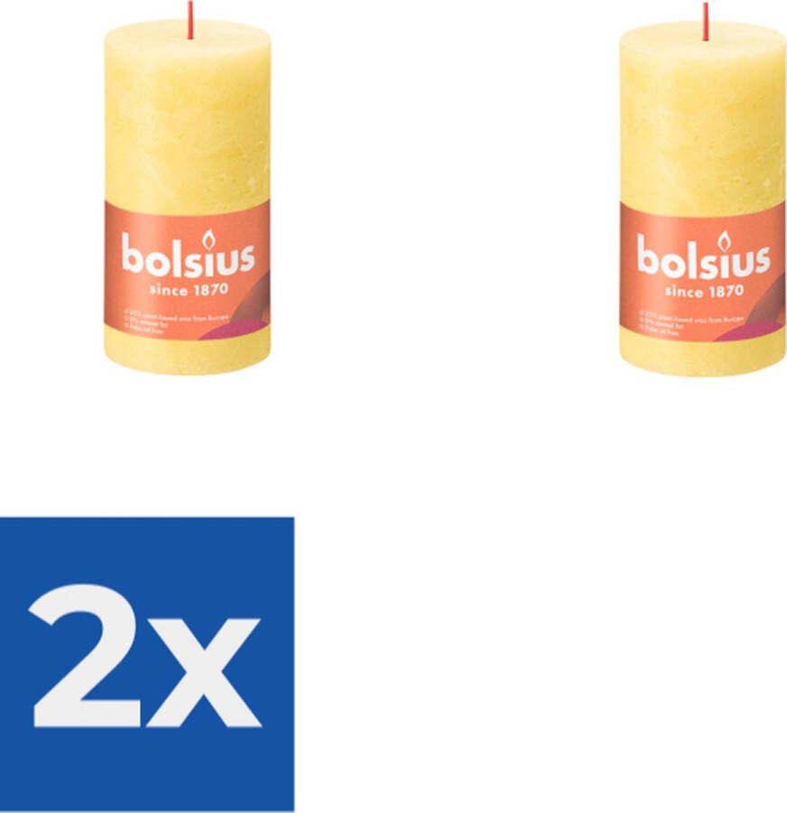 Bolsius Stompkaars Rustiek 13X6-8 Cm Sunny Yellow Voordeelverpakking 2 stuks