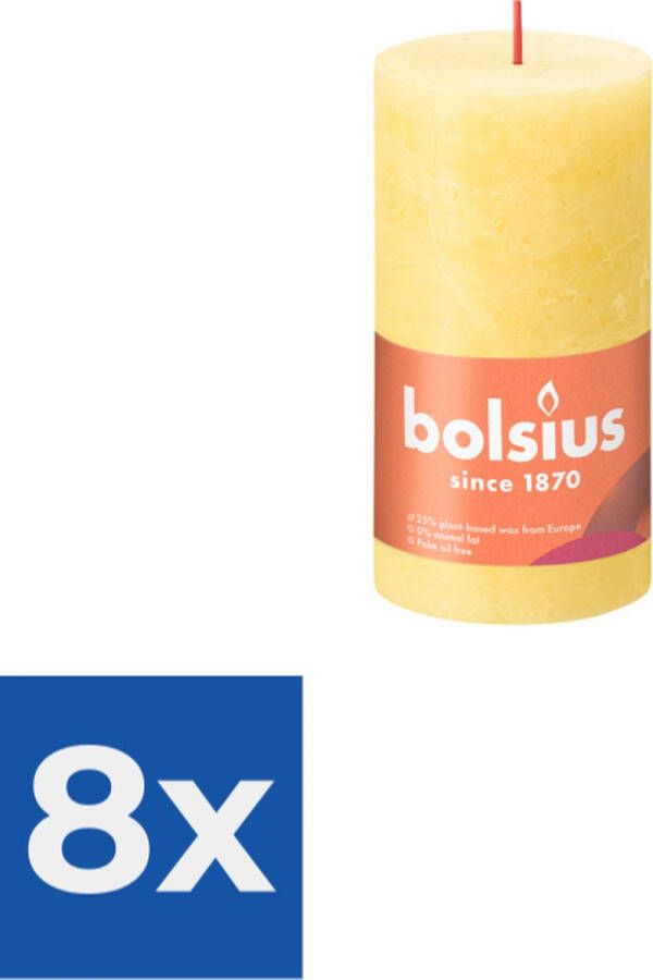 Bolsius Stompkaars Rustiek 13X6-8 Cm Sunny Yellow Voordeelverpakking 8 stuks