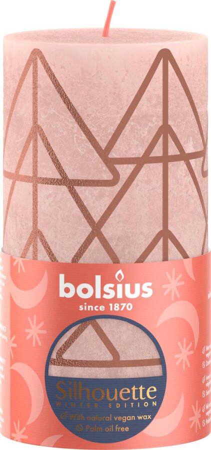 Bolsius Rustiek stompkaars silhouette 130 x 68 mm Misty pink print kaarsBol...