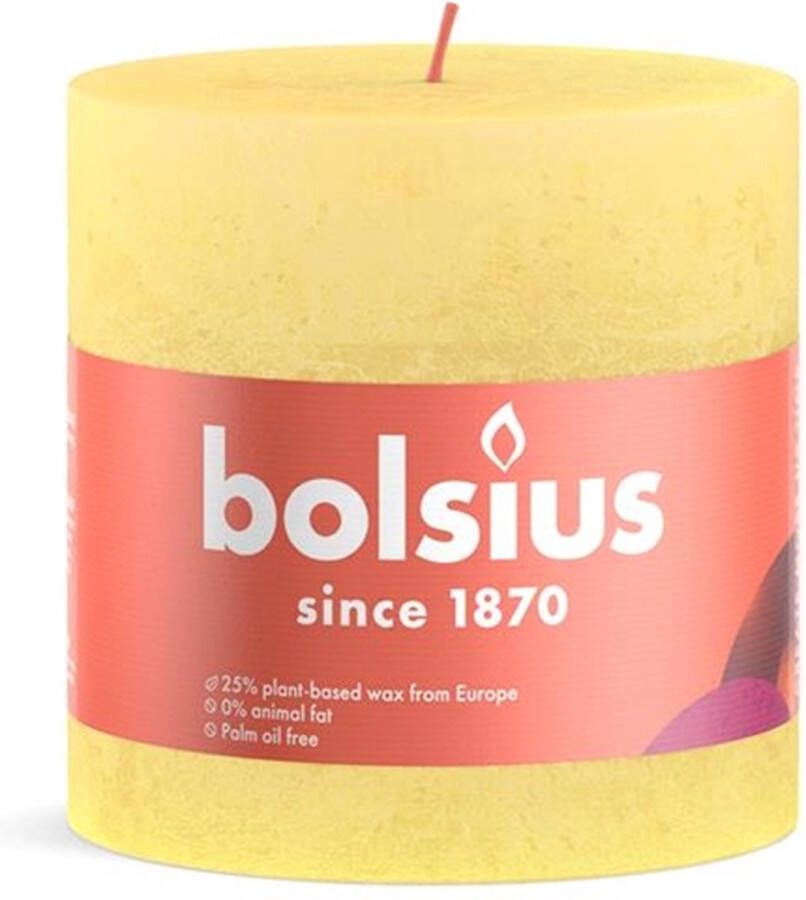 Bolsius Shine Collection Rustiek stompkaars 100 100 Sunny Yellow