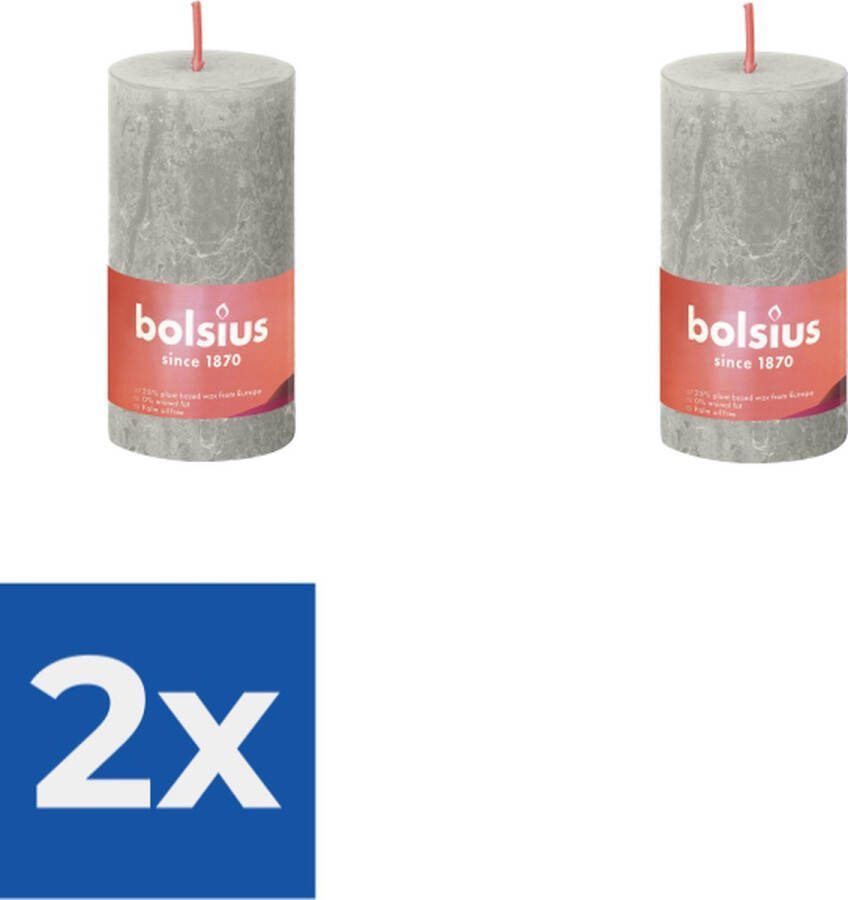 Bolsius Stompkaars Sandy Grey Ø50 mm Hoogte 10 cm Zandgrijs 30 branduren Voordeelverpakking 2 stuks