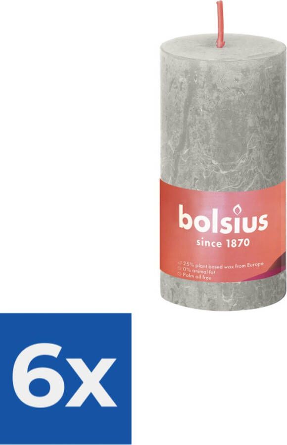 Bolsius Stompkaars Sandy Grey Ø50 mm Hoogte 10 cm Zandgrijs 30 branduren Voordeelverpakking 6 stuks