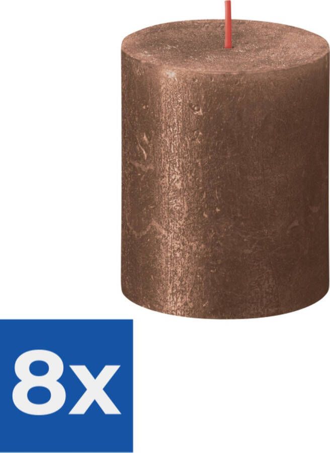 Bolsius Stompkaars Shimmer 80 68 Copper Voordeelverpakking 8 stuks