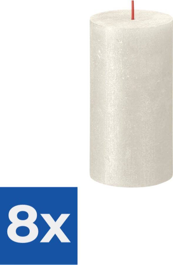 Bolsius Stompkaars Shimmer Ivoor 13 cm Ø7 cm Voordeelverpakking 8 stuks