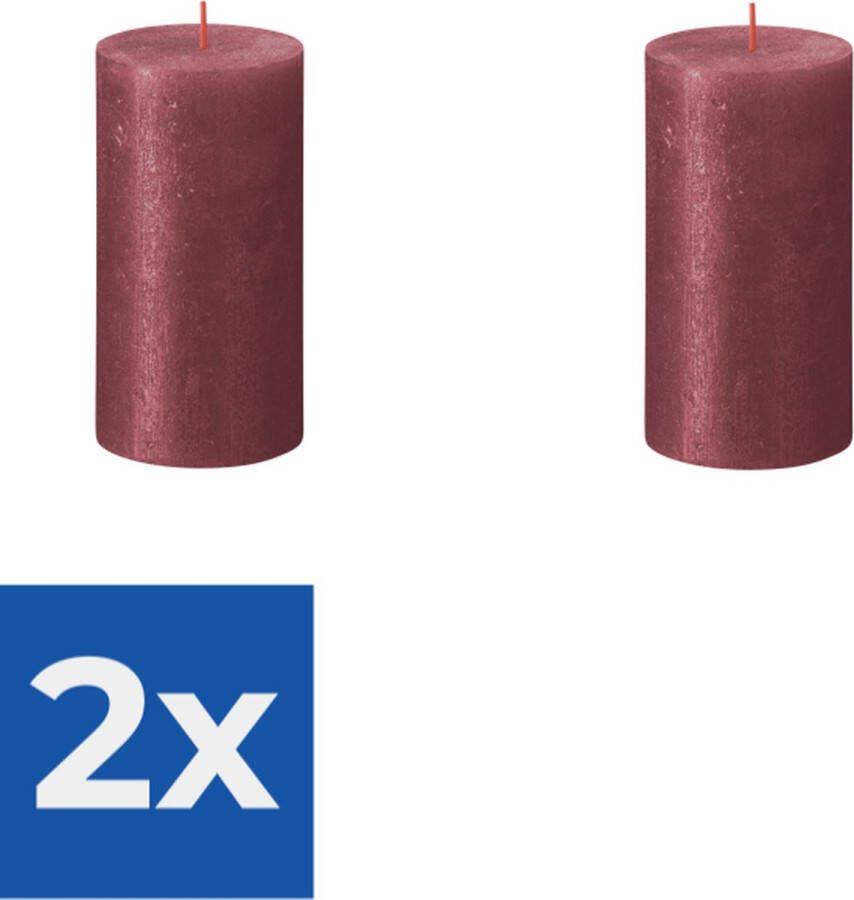 Bolsius Stompkaars Shimmer Red 13 cm Ø7 cm Voordeelverpakking 2 stuks