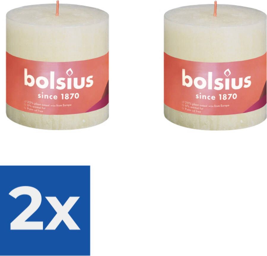 Bolsius Stompkaars Soft Pearl Ø100 mm Hoogte 10 cm Parelwit 62 branduren Voordeelverpakking 2 stuks