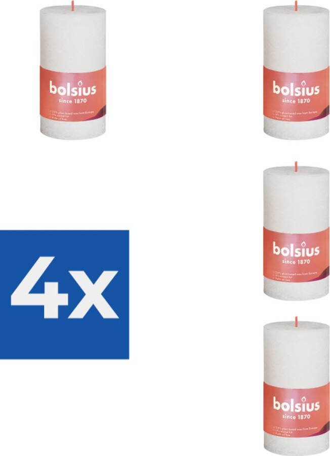 Bolsius Stompkaars Soft Pearl Ø50 mm Hoogte 10 cm Parelwit 30 branduren Voordeelverpakking 4 stuks