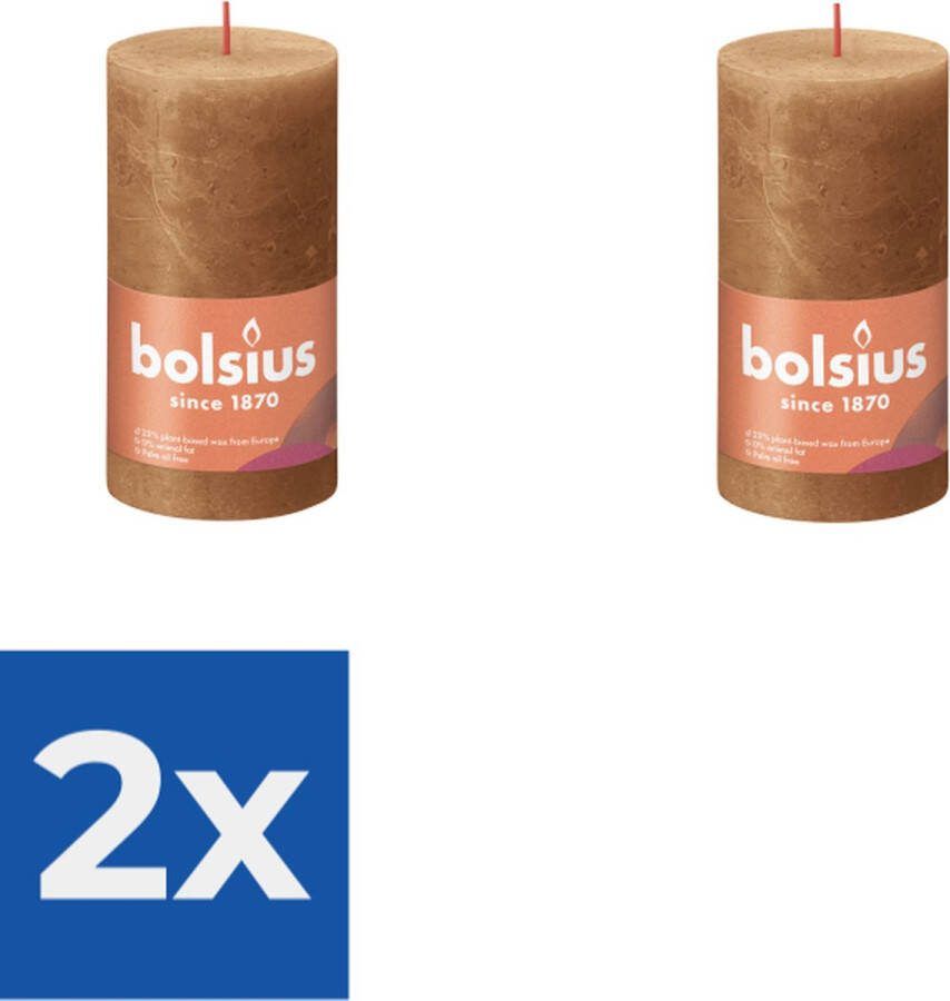 Bolsius Stompkaars Spice Brown Ø68 mm Hoogte 13 cm Kaneel 60 Branduren Voordeelverpakking 2 stuks