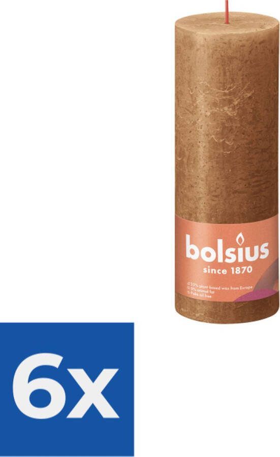 Bolsius Stompkaars Spice Brown Ø68 mm Hoogte 19 cm Kaneel 85 Branduren Voordeelverpakking 6 stuks
