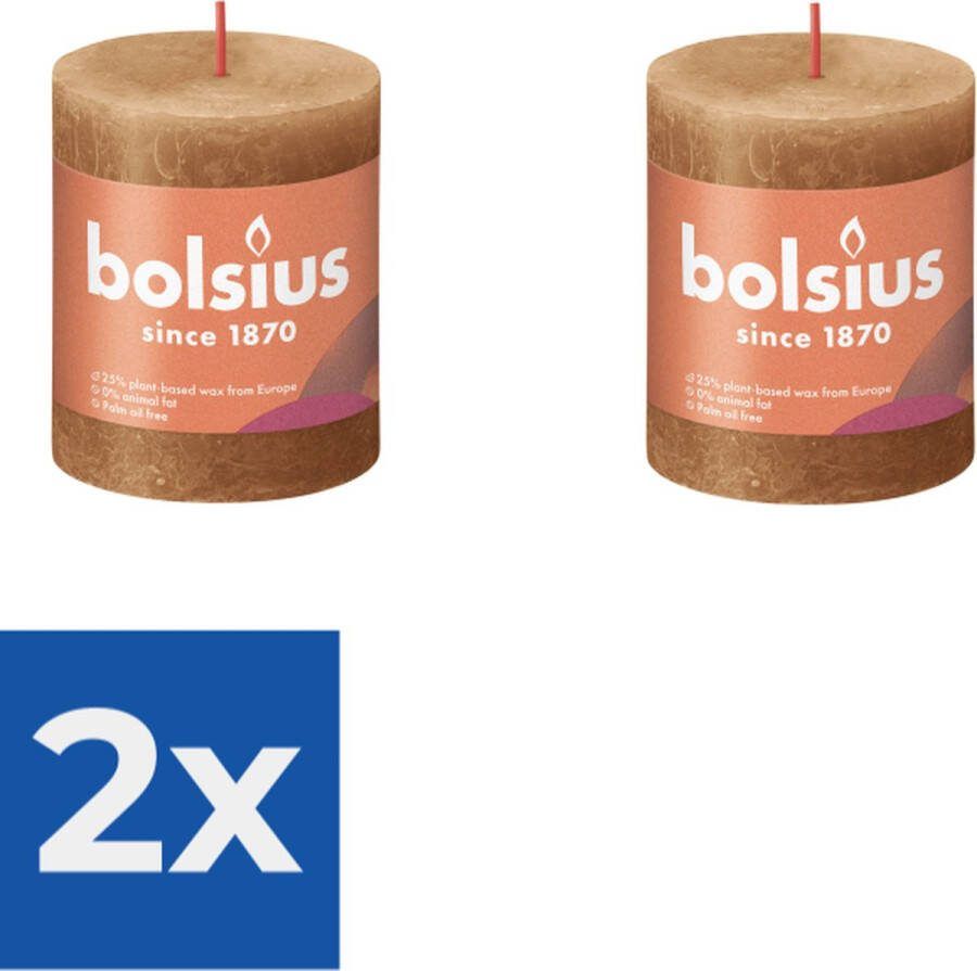 Bolsius Stompkaars Spice Brown Ø68 mm Hoogte 8 cm Kaneel 35 branduren Voordeelverpakking 2 stuks
