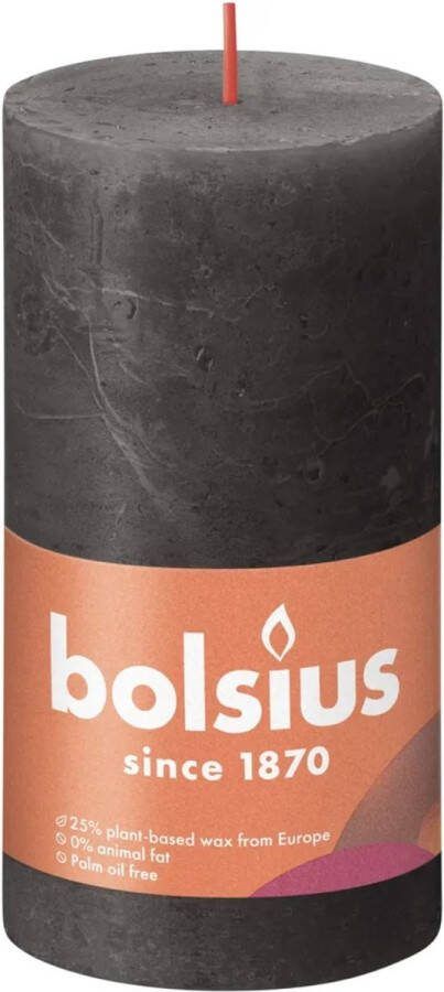 Bolsius Stompkaars Stormy Grey Ø68 mm Hoogte 13 cm Donkergrijs 60 Branduren