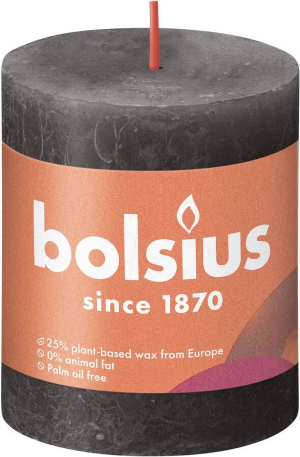 Bolsius Stompkaars Stormy Grey Ø68 Mm Hoogte 8 Cm Donkergrijs 35 Branduren
