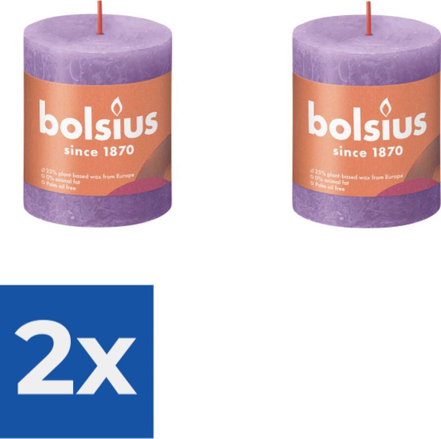 Bolsius Stompkaars Vibrant Violet Ø68 mm Hoogte 8 cm Violet 35 Branduren Voordeelverpakking 2 stuks
