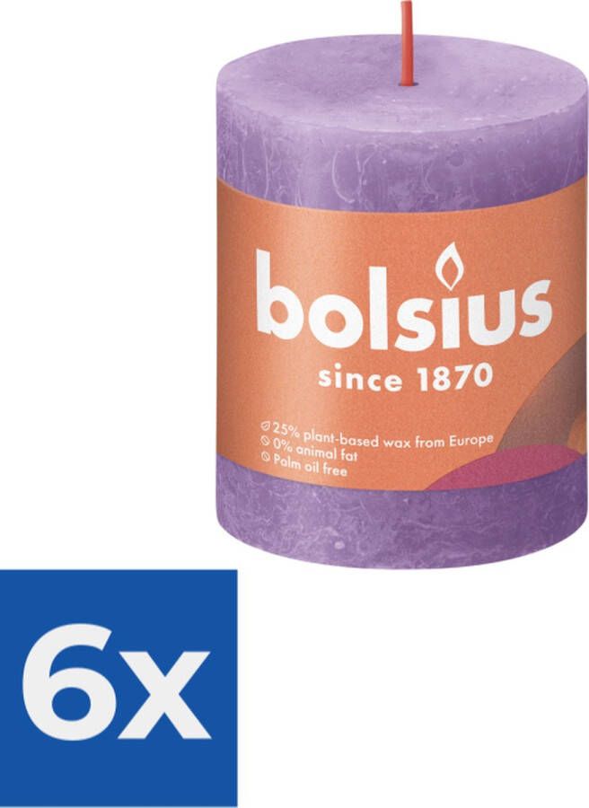 Bolsius Stompkaars Vibrant Violet Ø68 mm Hoogte 8 cm Violet 35 Branduren Voordeelverpakking 6 stuks