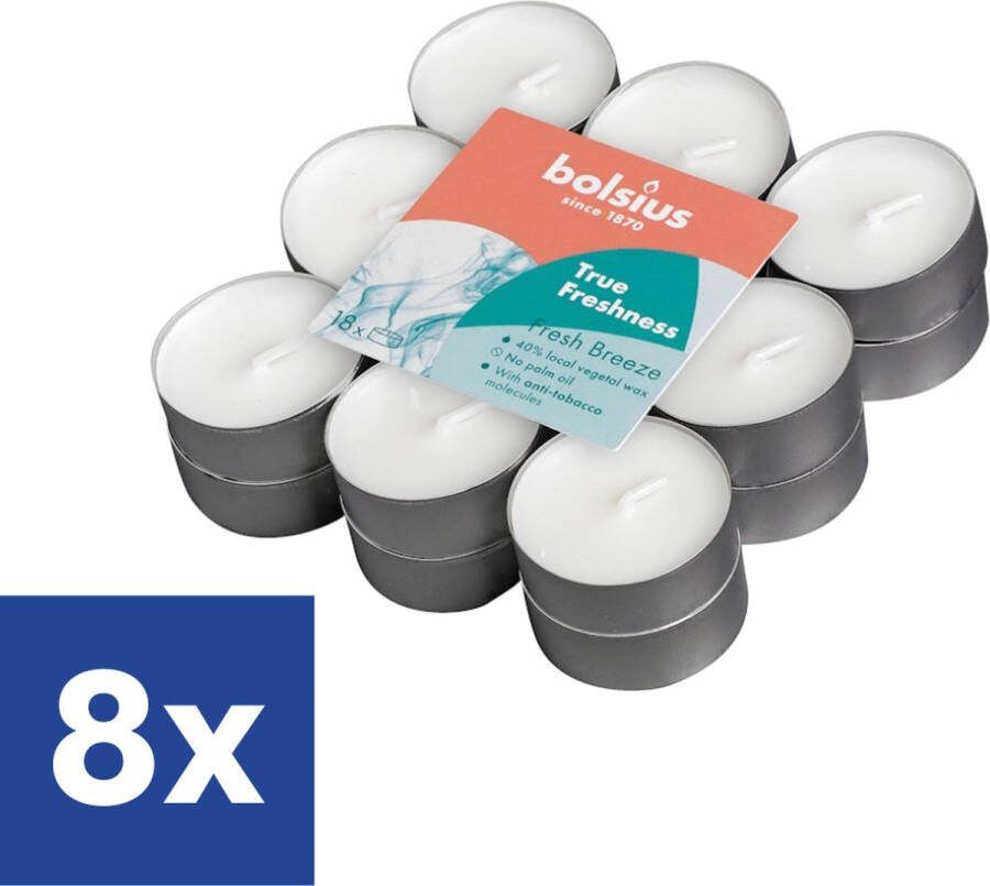 Bolsius Theelicht Waxinelicht True Freshness Fresh Breeze 8 x 18 stuks