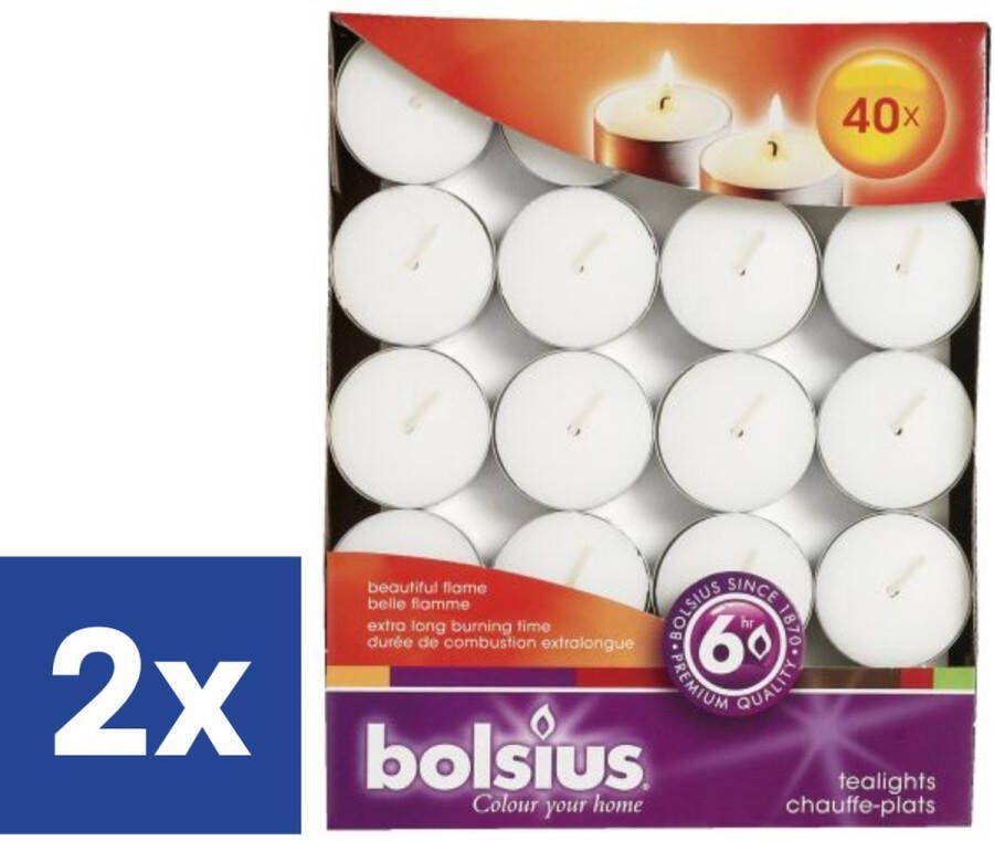 Bolsius Theelicht Waxinelicht Wit 2 x 40 stuks