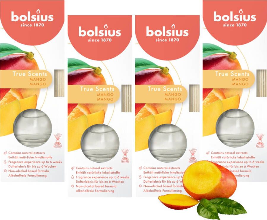 Bolsius True Scents Aromatherapie Geurstokjes Verspreider Huisparfum Mango Voordeelbundel 4 Stuks