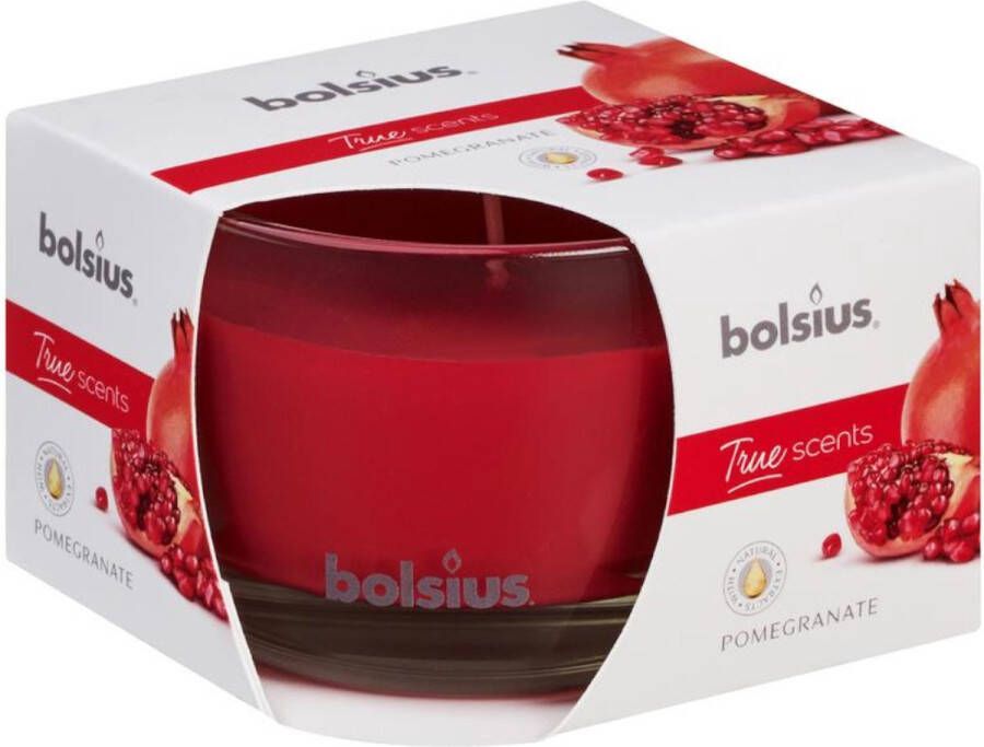 Bolsius geurkaars True Scents Pomegranate 9 2 cm glas wax rood
