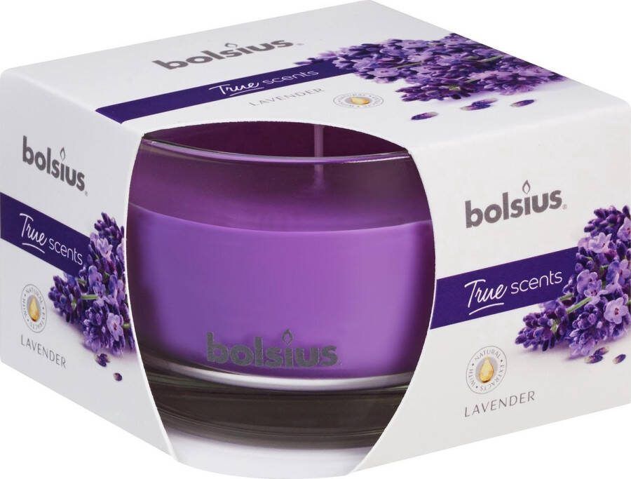 Bolsius geurkaars True Scents Lavendel 9 2 cm glas wax paars