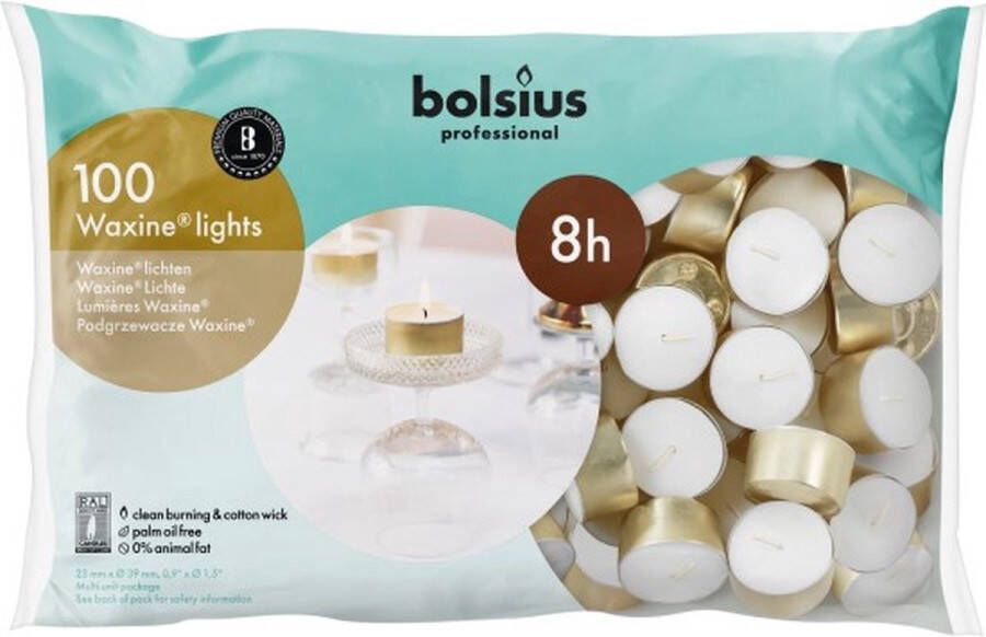 Bolsius Professional Waxinelichten 8 branduren 1 zak a 100 stuks