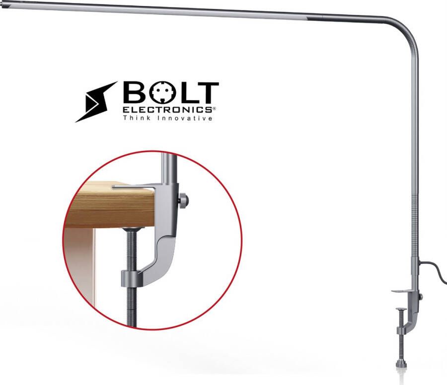 Bolt Electronics IQ1000BER Bureaulamp LED Leeslamp Dimbaar Met klem Zilver