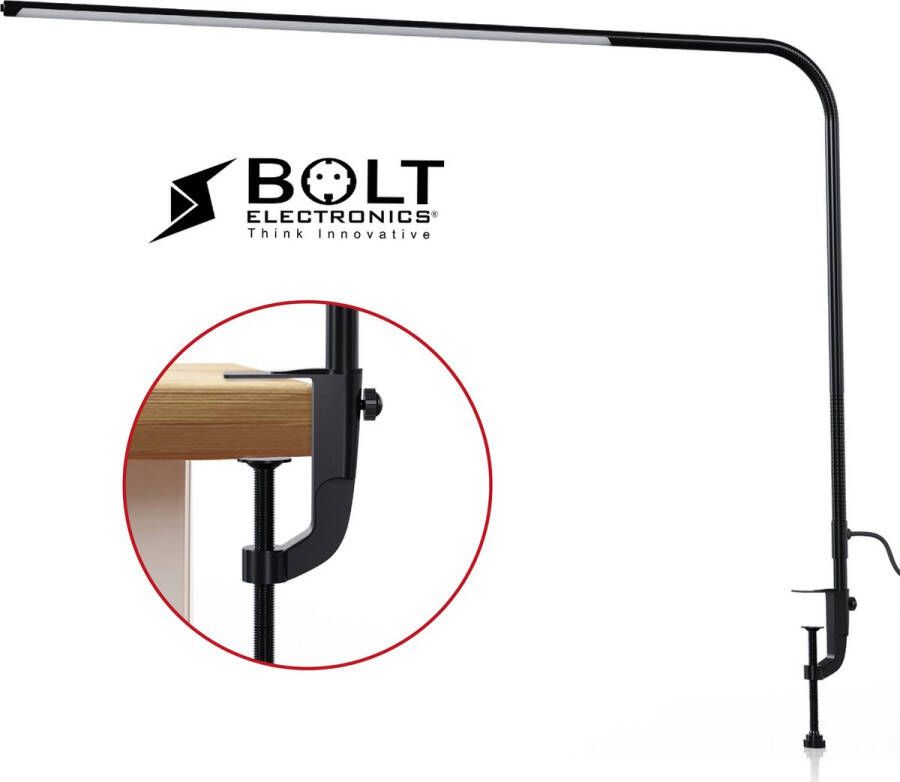 Bolt Electronics IQ1000BER Bureaulamp LED Leeslamp Dimbaar Met klem Zwart