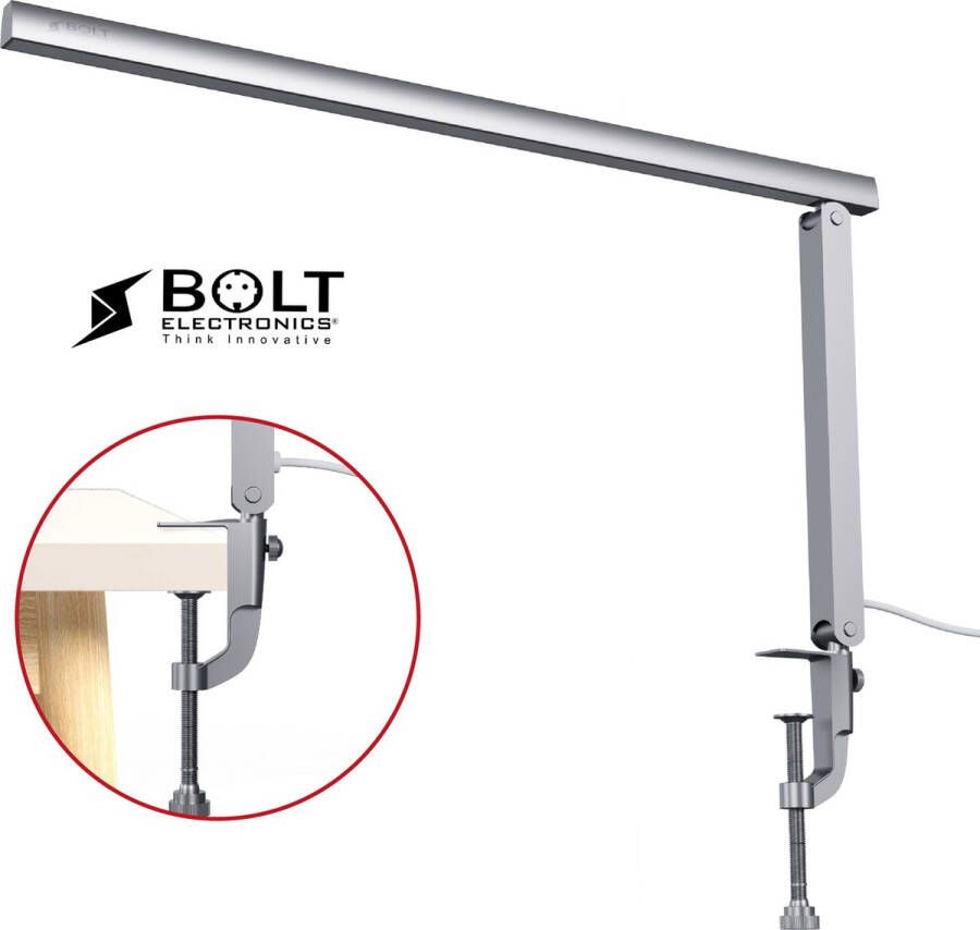 Bolt Electronics IQ900BER Bureaulamp LED Leeslamp Dimbaar Met klem Zilver