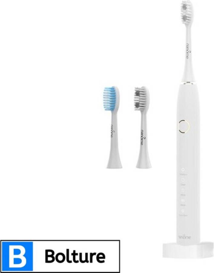 Bolture Electric Toothbrush Elektrische Tandenborstel 5 Standen Inclusief 2 Opzetborstels Sonisch Waterdicht Wit
