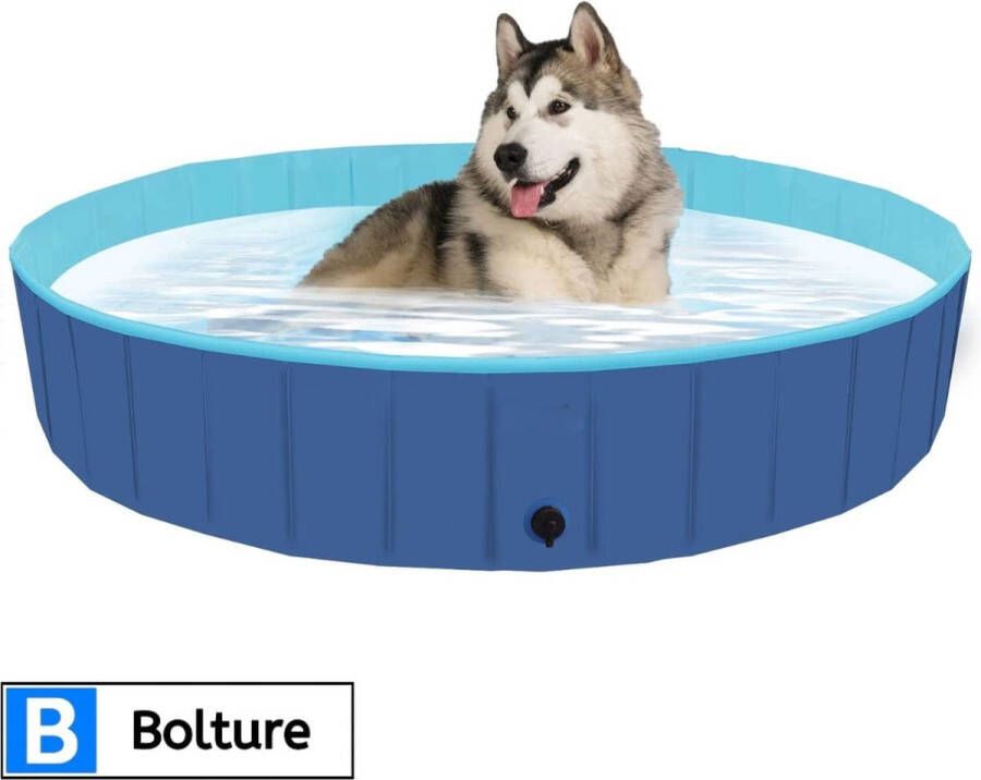 Bolture Hondenzwembad Zwembad Honden Speelgoed Bad Hond Hondenbad Honden Zwembad Opvouwbaar Bad 80 x 20 cm Blauw