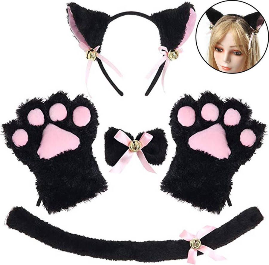 Bolture Kattenkostuum Dier Cosplay Kitten Pluche Oren Harige Fancy Dress Up