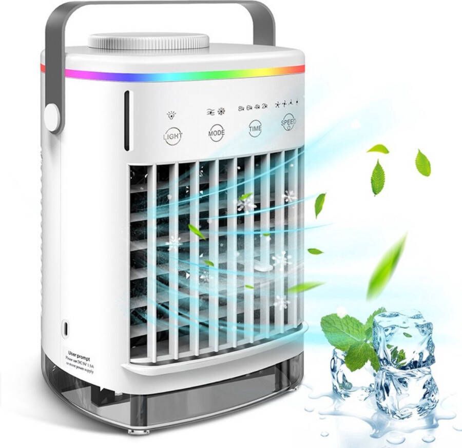 Bolture Mini Airco Airconditioning Zonder Afvoerslang Aircooler met Water Kleine Luchtkoeler met LED Verlichting