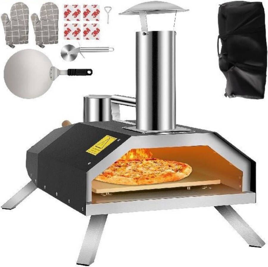 Bolture Pizza Oven Buiten Houtgestookte Pizza Oven Tot 300ºC Pizzasteen RVS Inclusief Pizzaspatel