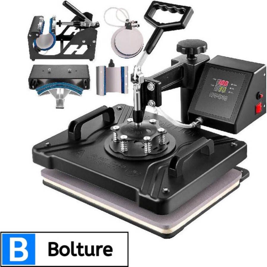 Bolture Transferpers Sublimatie Printer Heat Press Machine Drukpers Warmte Pers Hittepers Drukmachine 1200W 5 in 1