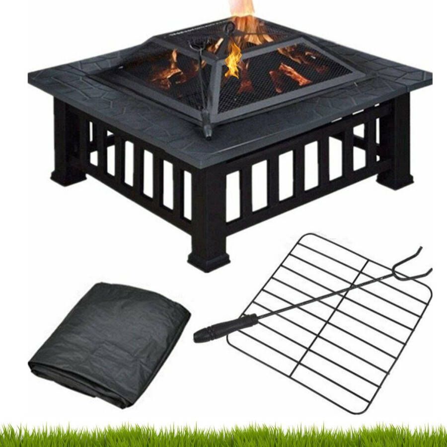 Bolture Vuurkorf BBQ Tuinhaard Buitenhaard 3 in 1 Vuurkorf Voor Buiten BBQ Vuurschaal Zwart